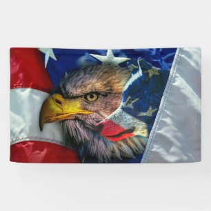 Banderoles Drapeau Américain Patriotique Aigle Chauve Loup
