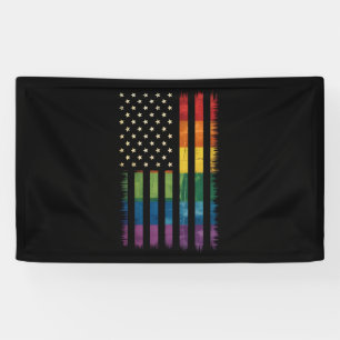 Banderoles Drapeau arc-en-ciel en détresse Pride USA Amérique