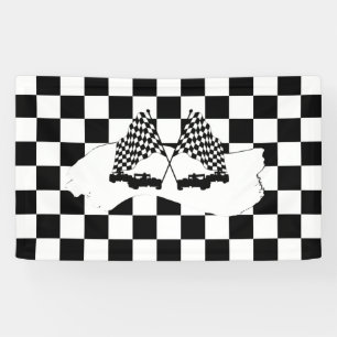 Banderoles Drapeau Checker et voitures de course