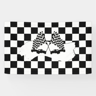 Banderoles Drapeau Checker et voitures de course