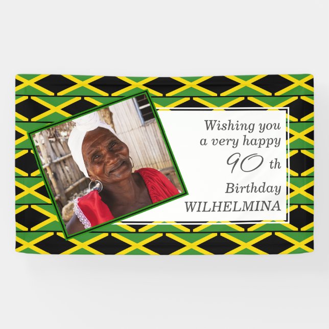 Banderoles DRAPEAU DE JAMAÏQUE 90e anniversaire n'importe que (Horizontal)