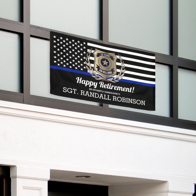 Banderoles Drapeau de police mince ligne bleue joyeuse retrai (Bâtiment extérieur)