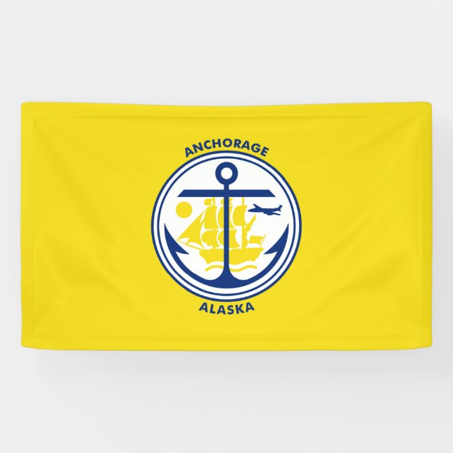 Banderoles Drapeau de ville d'Anchorage (Alaska) (Horizontal)