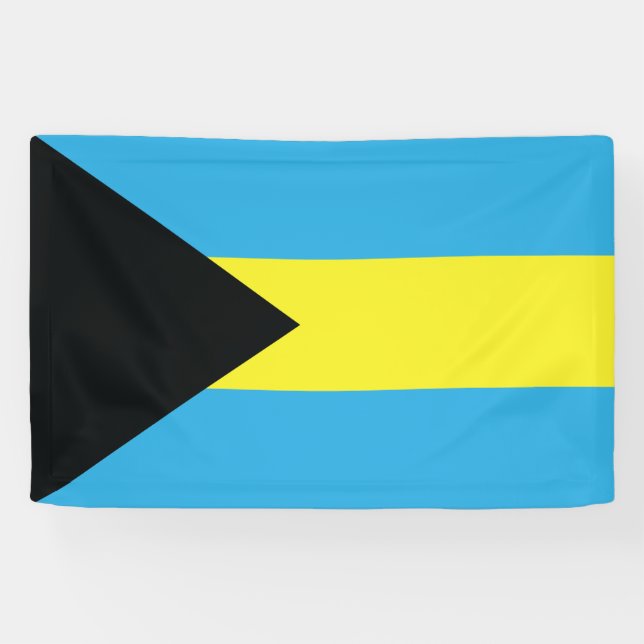 Banderoles Drapeau des Bahamas en noir, or et Aquamarine (Horizontal)
