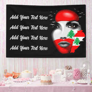 Banderoles Drapeau et carte du Liban sur le visage de la fill