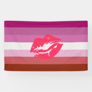 Banderoles Drapeau lesbien de fierté de rouge à lèvres