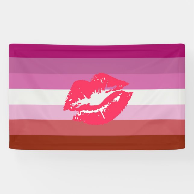 Banderoles Drapeau lesbien de fierté de rouge à lèvres (Horizontal)