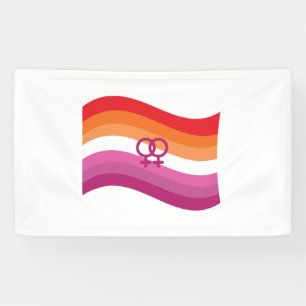 Banderoles Drapeau ondoyant de fierté d'amour lesbien au couc