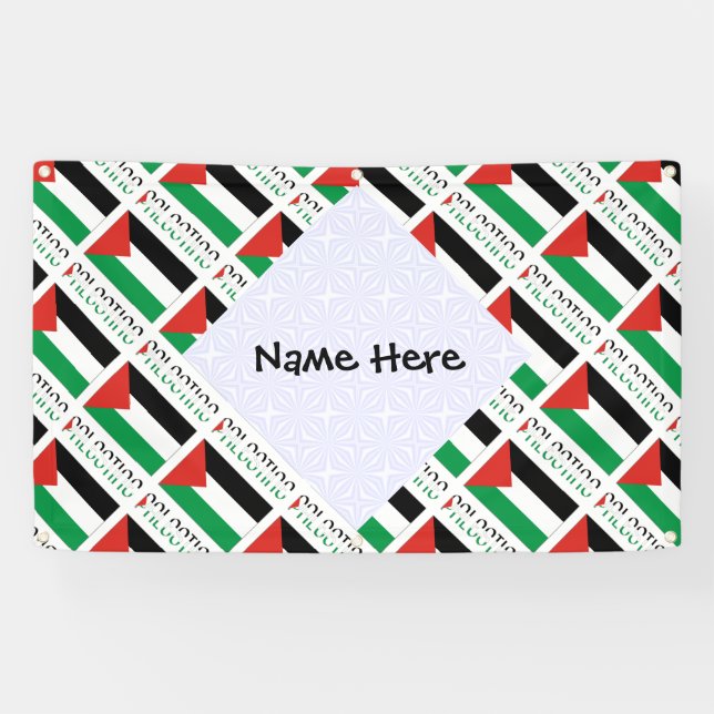 Banderoles Drapeau palestinien avec votre Nam (Horizontal)