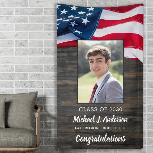 Banderoles Drapeau patriotique USA Photo Graduation militaire