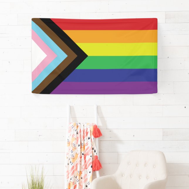 Banderoles Drapeau progressiste LGBTQIA (En situation)
