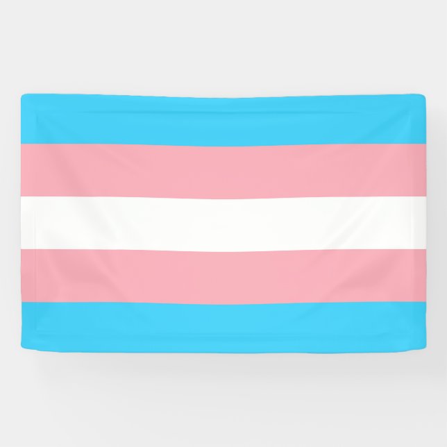 Banderoles Drapeau transgenre rose, bleu et blanc (Horizontal)