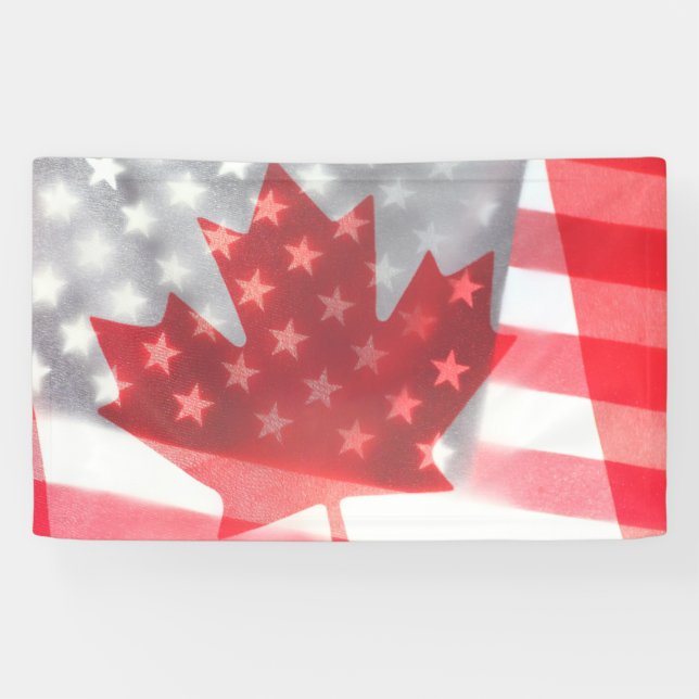 Banderoles Drapeaux transparents du Canada et des États-Unis (Horizontal)