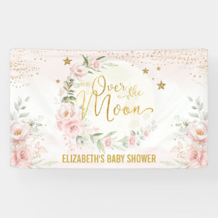 Banderoles Dreamy Moon Blush Rose Floral Baby Girl Welcome