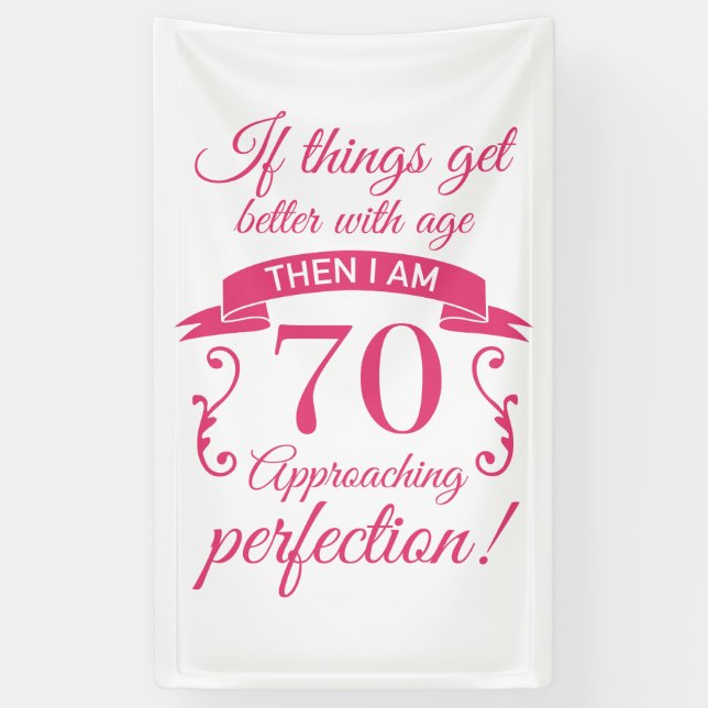 Banderoles Drôle 70e anniversaire 'Perfection' (Vertical)