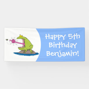 Banderoles Drôle dessin animé de grenouille et mouche