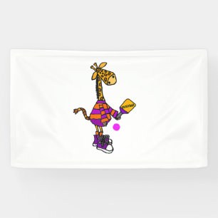 Banderoles Drôle Giraffe Jouer Pickleball