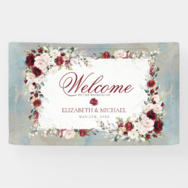 Banderoles Dusty Blue Bourgogne Blush Floral élégant mariage