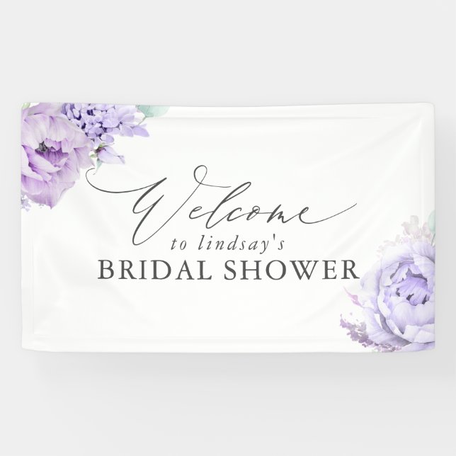 Banderoles Dusty Purple Floral Bridal / Baby shower Bienvenue (Horizontal)