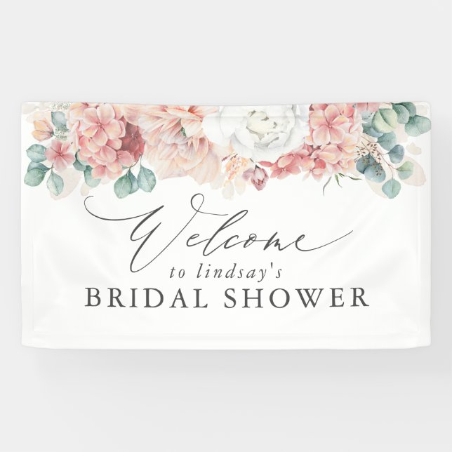 Banderoles Dusty Rose Floral Bridal / Baby shower Welcome Ban (Horizontal)