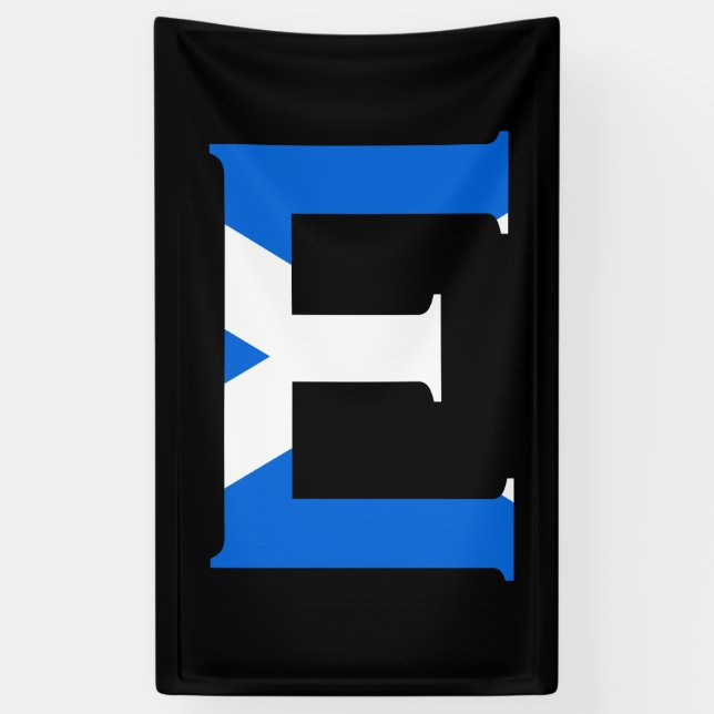 Banderoles E Monogramme superposé sur le drapeau écossais (v) (Vertical)