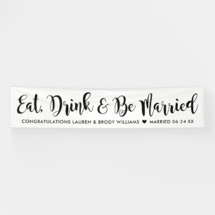 Banderoles Eat Drink Be Married Modern Black Script Mariage