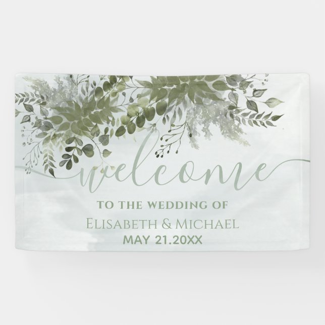 Banderoles Eau couleur bleu chic Dusty vert eucalyptus (Horizontal)