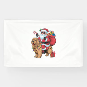 Banderoles Éclairage de Noël Père Noël équitation Golden Retr