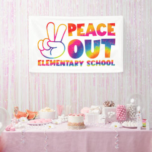 Banderoles École primaire Peace Out Tie Dye Dernier jour 