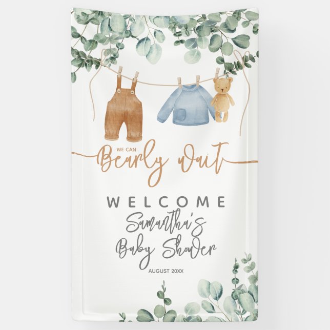 Banderoles Eeucalyptus vert Baby shower d'attente précoce Wel (Vertical)