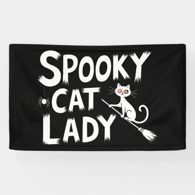 Banderoles Éffrayant Chat Maman Éffrayante Chat Dame Hallowee (Horizontal)