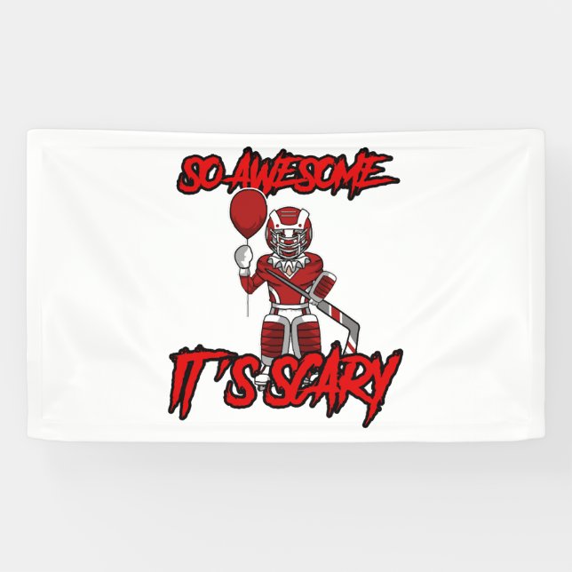 Banderoles Effrayant Drôle Halloween Clown Hockey gardien (Horizontal)
