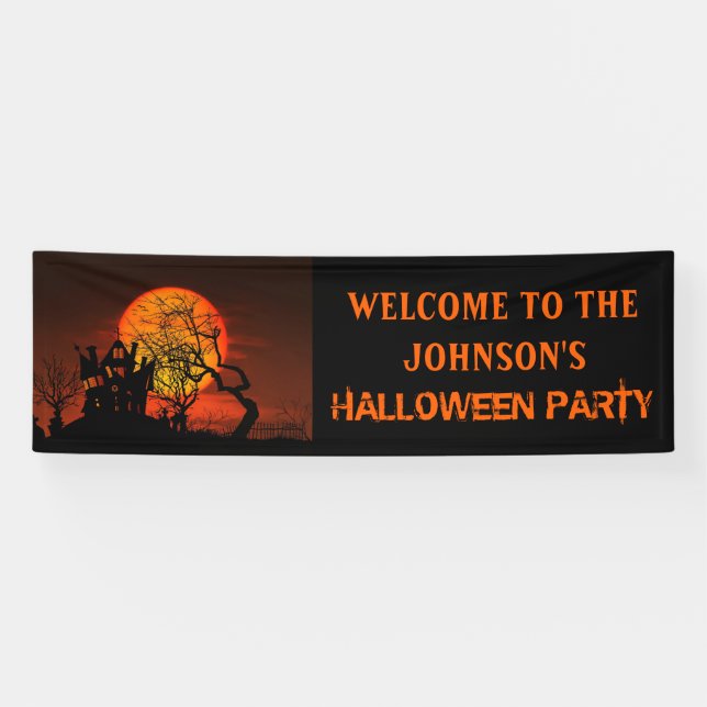 Banderoles Éffrayant Haunted House & Pleine lune Halloween Pa (Horizontal)