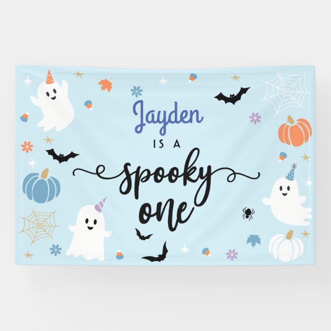 Banderoles Éffrayant un jote fantôme Halloween 1er anniversai (Horizontal)