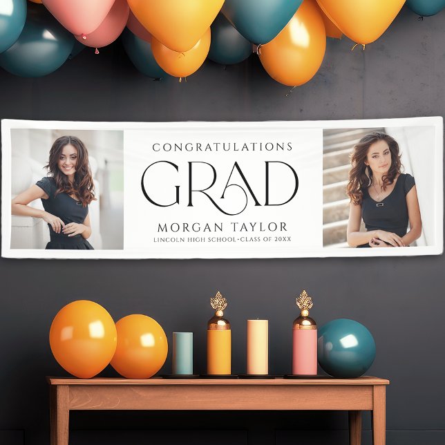 Banderoles Élégance minimale gracieuse Photo Graduation Party (Minimal Graceful Elegance Photo Graduation Party Banner)
