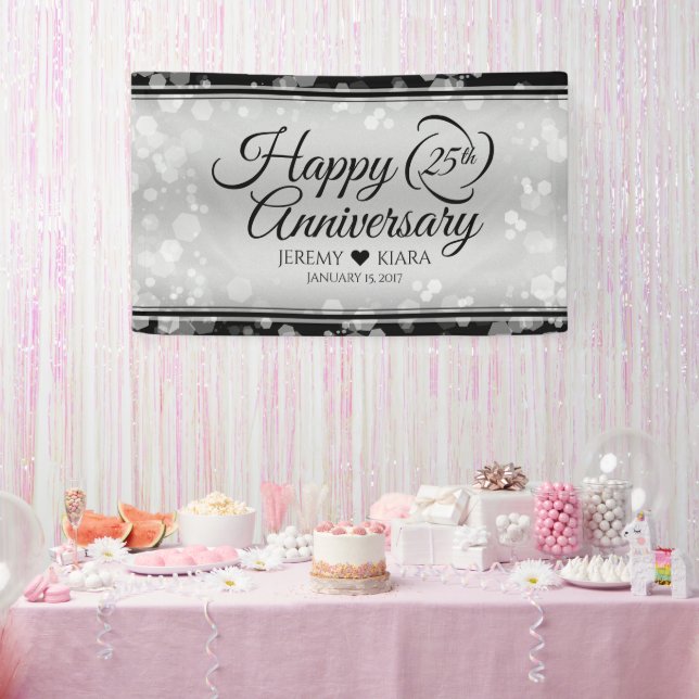Banderoles Élégant 25e anniversaire de Mariage d'argent (Fête)