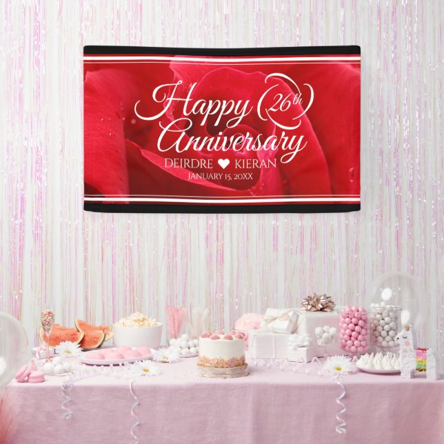 Banderoles Élégant 26e anniversaire de Mariage Rose (Fête)