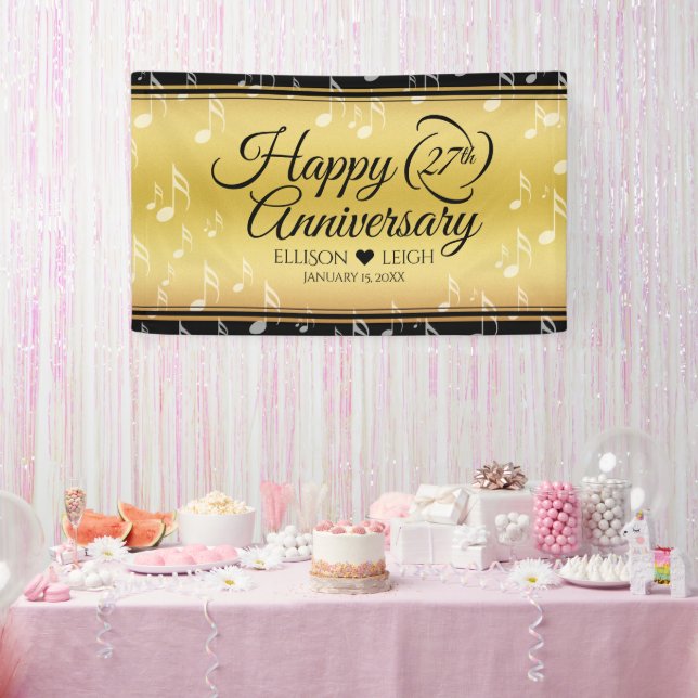 Banderoles Élégant 27e anniversaire de Mariage de musique (Fête)