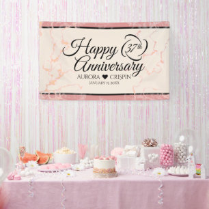 Banderoles Élégant 37e anniversaire du Mariage Alabaster