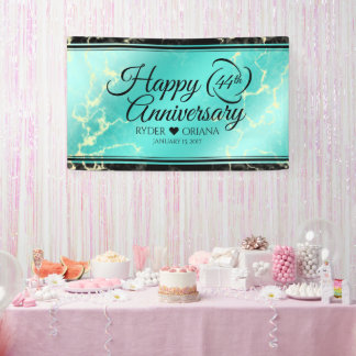 Banderoles Élégant 44ème anniversaire de Mariage turquoise