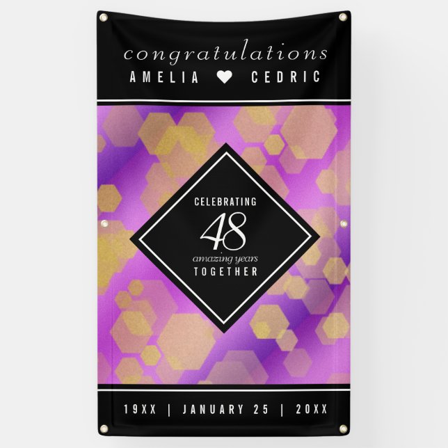 Banderoles Élégant 48e anniversaire de Mariage d'Améthyste (Vertical)