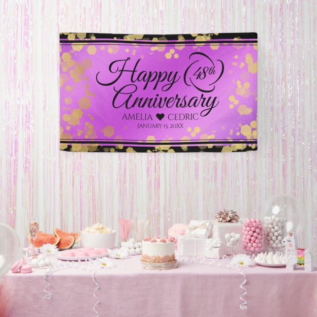 Banderoles Élégant 48e anniversaire de Mariage d'Améthyste (Fête)