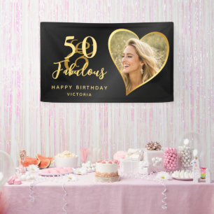 Banderoles Elégant 50 et fabuleux Photo personnalisée Black G