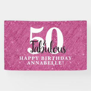 Banderoles Elégant 50 et Fabulous Pink Sparkle 50e anniversai