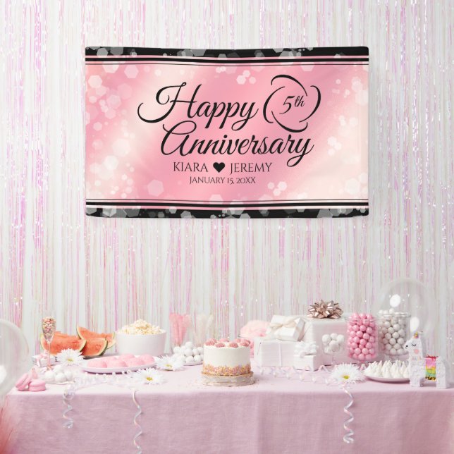 Banderoles Élégant 5ème anniversaire Mariage de quartz Rose (Fête)