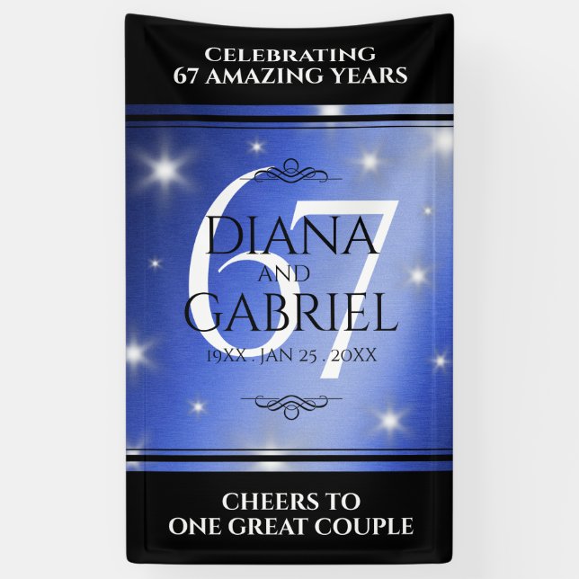 Banderoles Élégant 67e anniversaire Mariage de Star Sapphire (Vertical)