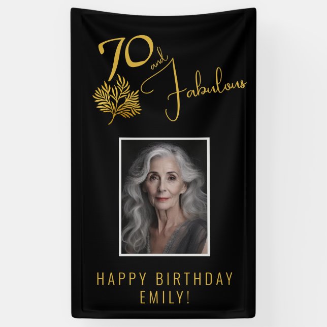 Banderoles Elégant 70 et Fabulous Twigs 70th Birthday Photo (Vertical)
