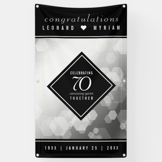 Banderoles Élégant 70e anniversaire de Mariage Platinum (Vertical)