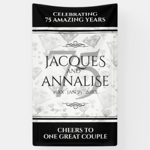 Banderoles Élégant 75e anniversaire de Mariage de diamant