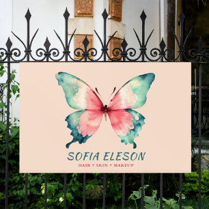 Banderoles Elégant Aquarelle rose Papillon Beauté Salon